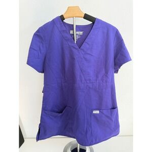 Greys Anatomy by Barco Purple Mock Wrap Scrub Top Womens Medium 41101